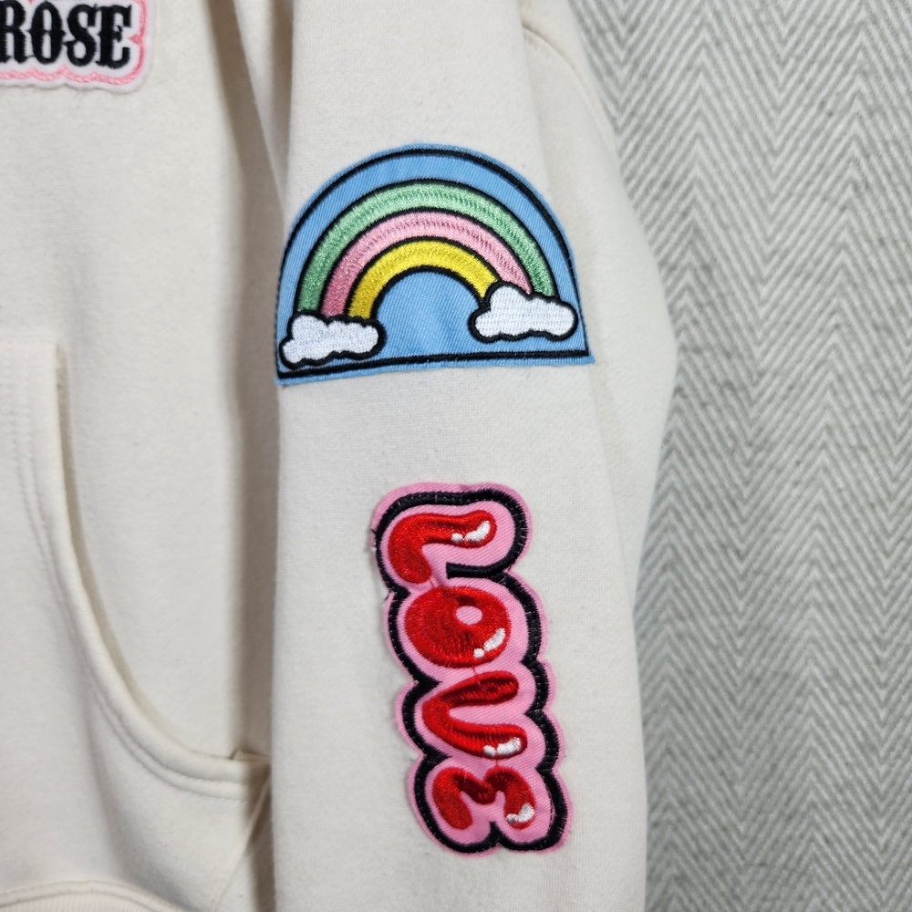 Vinyl Icons Cream Womens S Half Zip Sweatshirt With Decrotive Patches - Picture 4 of 12